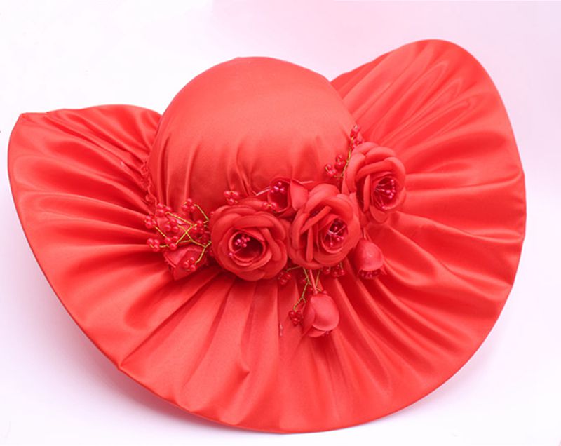 verrotten Weiß hochzeit Hütte, hochzeit hüte für frauen elegante, braut Hütte, hochzeit zubehör chapeau femme mariage braut zubehör: rot-Fleck