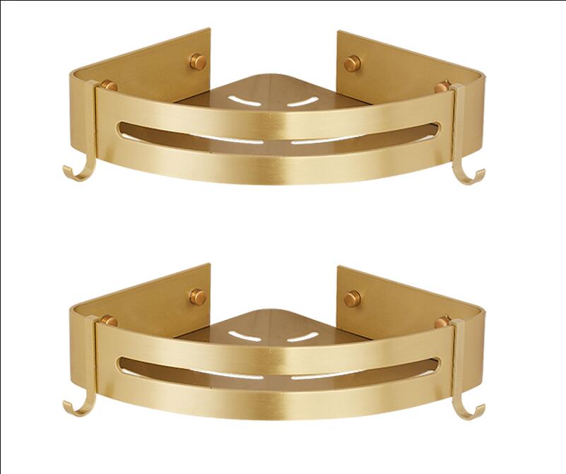 Corner Shelf Wall Mounted Bathroom Shelf Brushed Gold Aluminum Bath Shower Shelf Bath Shampoo Holder Corner shelf: corner shelf 2