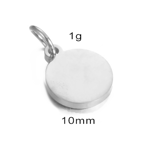 Étiquettes rondes polies en acier inoxydable, breloques 6mm/8mm/10mm/12mm/15mm pour la fabrication de bijoux à faire soi-même, , 10 pièces/lot: Pistolet noir plaqué