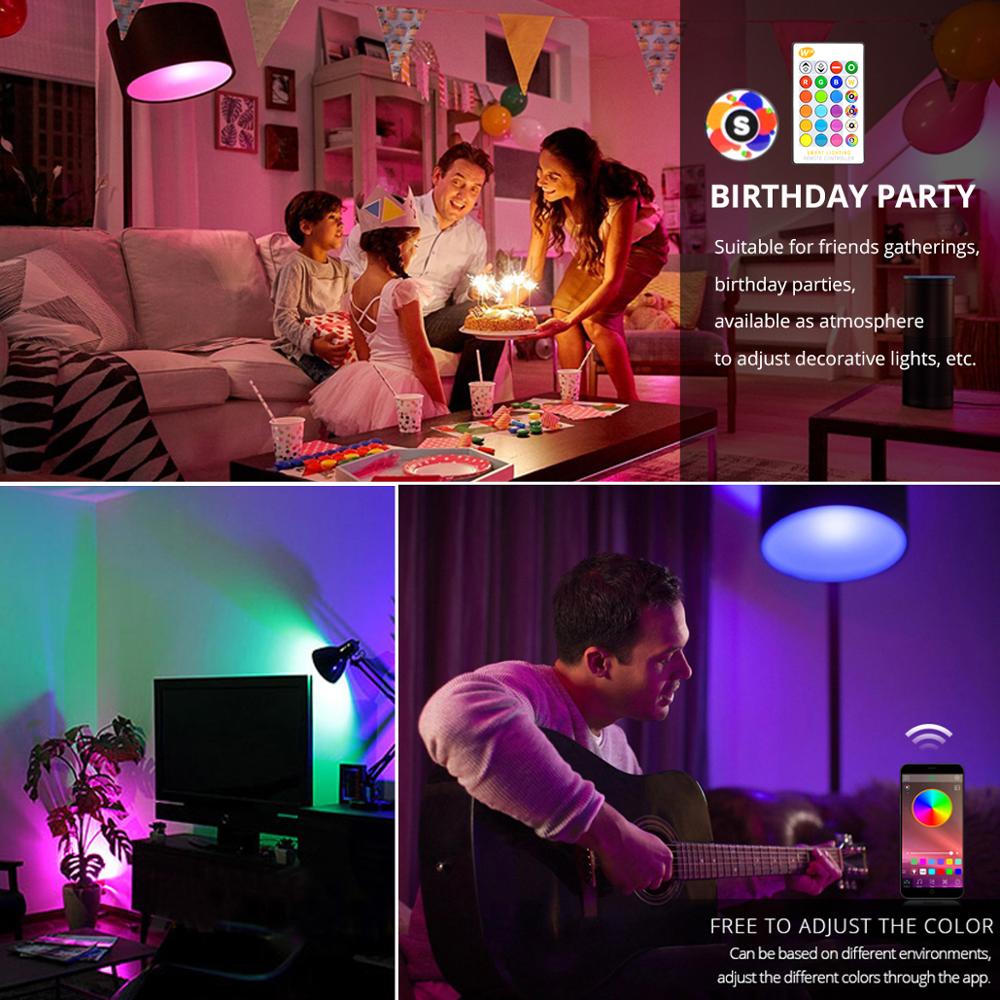 Bluetooth 4.0 APP Dimmable LED Bulb RGB 15W 110V 220V Wireless Magic LED lamp Music Control Smart Life Home Lighting E27 to E14