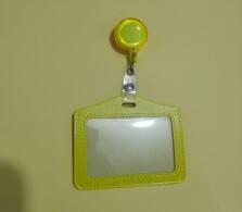 Business Badge Transparent Card Holder Bag PU Women Employee Transparent Card Cover Student PU Leather ID Name Card Holder Bags: Yellow