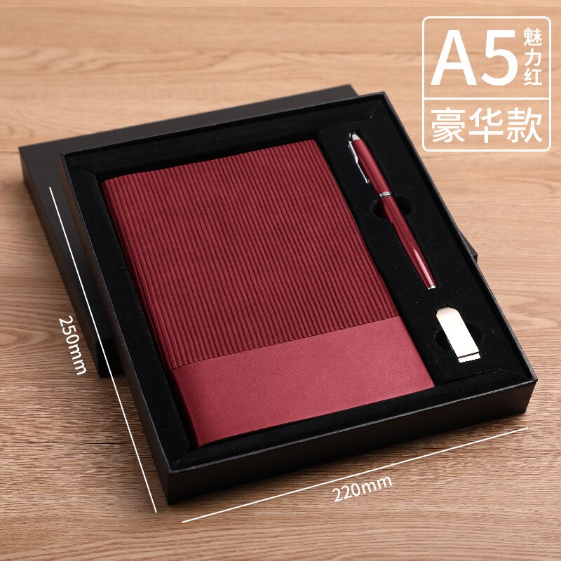 320 Pages Retro A5 Journal High-grade Soft Leather Stitching Notebook Set Stationery Planner Notepad Diary School Supplies: high box -red
