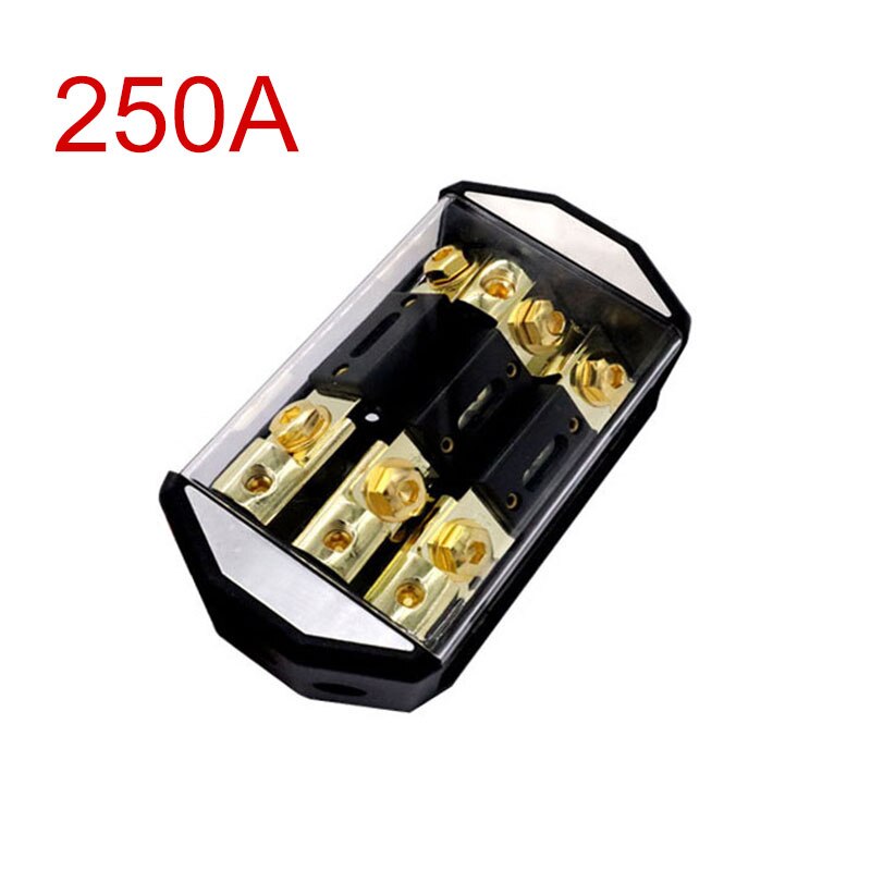 Soporte de fusible ANL para Audio de coche, 300A, 12V-24V, 1 en 3 vías de distribución, para vehículos, amplificador de altavoz, Subwoofer, caja de fusibles: Negro