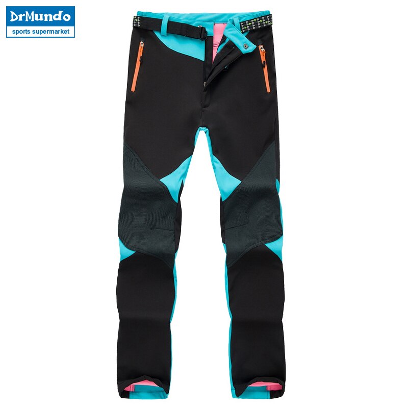 Utomhus vinter skidbyxor dam solft shell byxor plus size vattentäta snöbyxor tjockare fleece vandringsbyxor snowboardbyxor