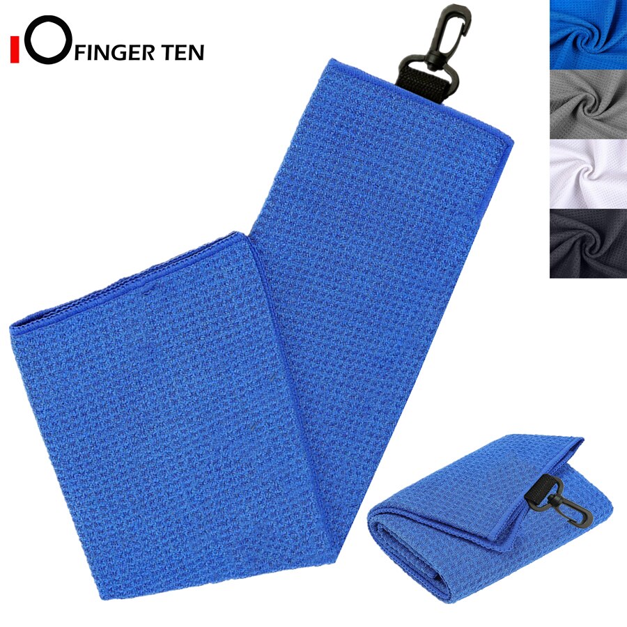 Tredobbelt golfvaffel mikrofiber golfhåndklæder med krog til golfposer klip 24 x 16 tommer rengøringshåndklæde klubber bolde renere mænd kvinder: Blå