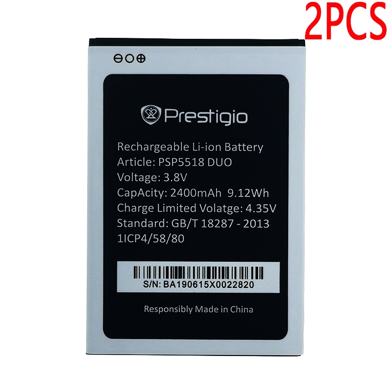2PCS 100% Originele 2400mAh PSP5518 DUO Batterij Voor Prestigio Muze X5 Lte Telefoon Productie batterij