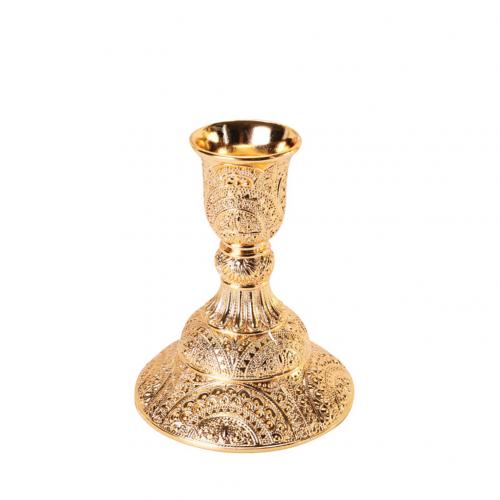 Portavelas de Metal Vintage de 1/3/5 brazos, portavelas dorados, mesa, centro de mesa, palos de vela, decoraciones de boda: Short Candle Holder