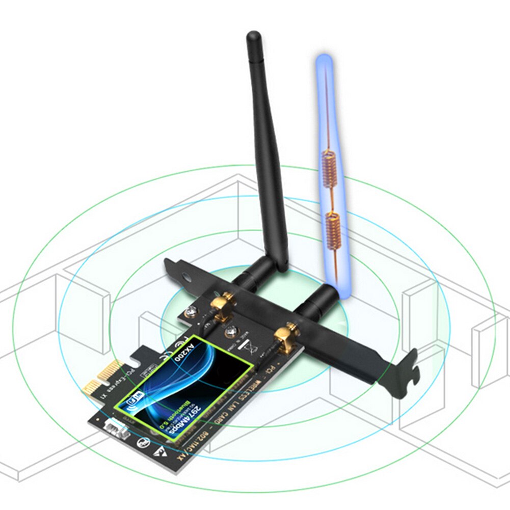 Ax200 2.4g/5ghz sem fio wifi adaptador 2974mbps banda dupla bluetooth 5.0 sem fio pci-e adaptador wi-fi receptor antena placa de rede