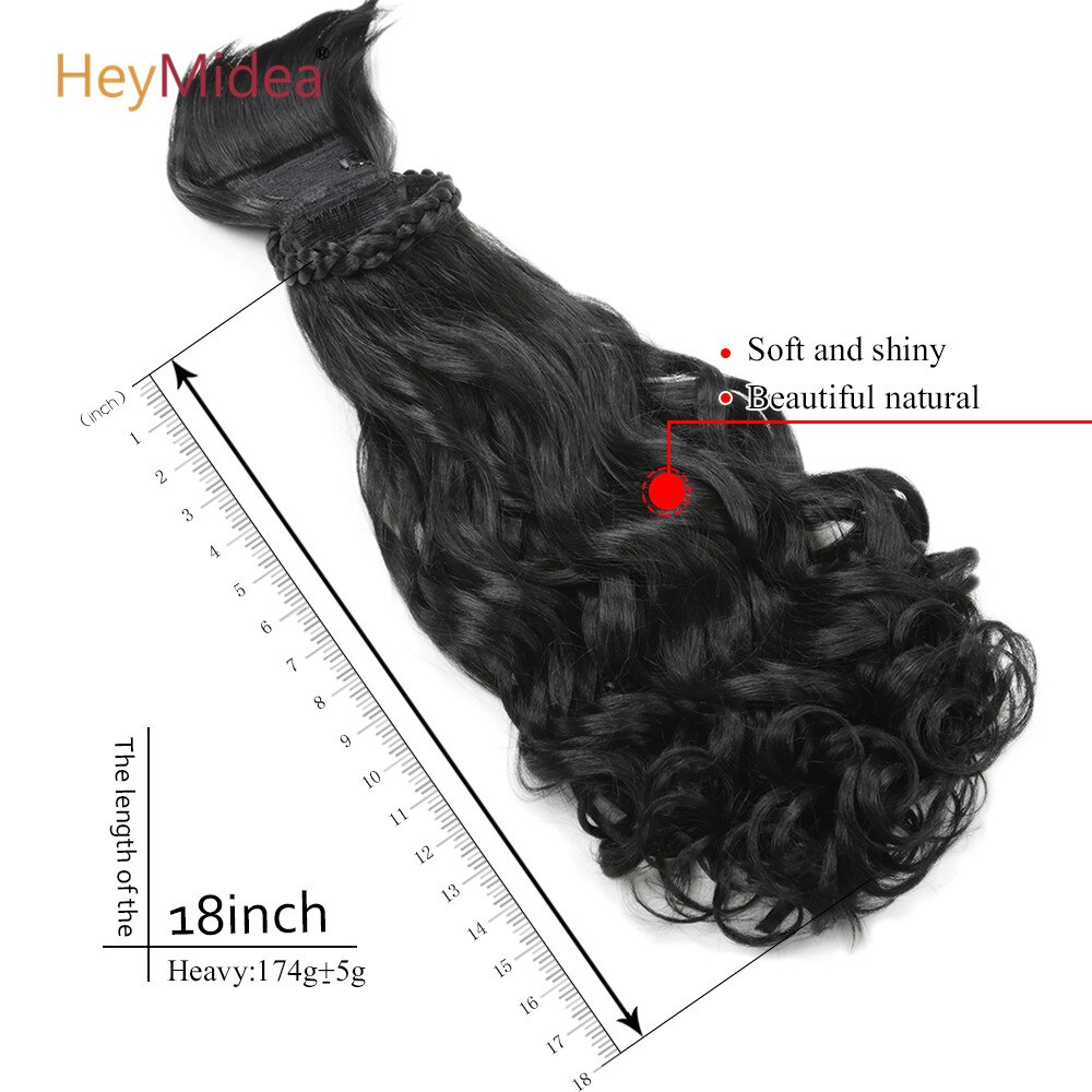 Ponytail Extension Synthetic Curly Ponytail With Bangs Clip In Hair Extension Afro Drawstring Ponytail African American HeyMidea