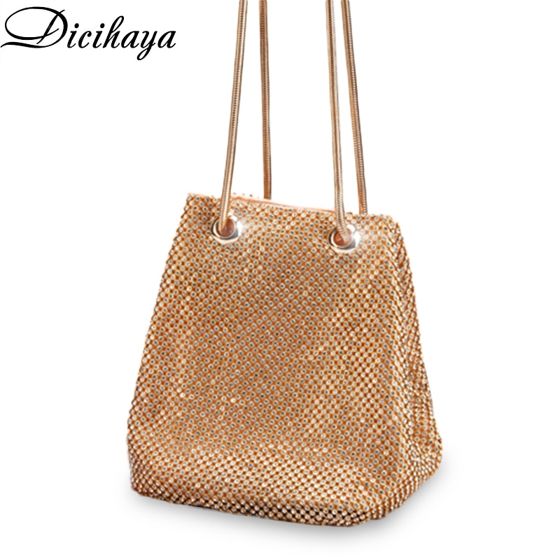 DICIHAYA-Bolso de hombro pequeño para mujer, bolsa de mano para de boda, de noche, de lujo, tipo cubo, con diamantes