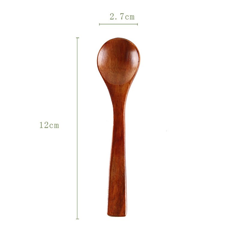 de cuchara de sopa de leche con miel de madera maciza, vajilla de madera con mango largo, cuchara para agitar el café, palo, juegos de accesorios de cocina: 10