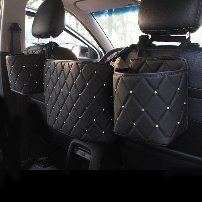 Diamant rhinestone bil opbevaringspose hængende bil arrangør sæde ryg holder styling opbevaring rydde bil interiør tilbehør: 3 stk