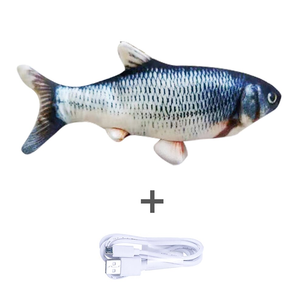 30/34CM Electronic Pet Cat Simulation Fish Toy USB Battery Charging Cat Chewing Playing Toy Biting Supplies Dropshiping: C with USB cable