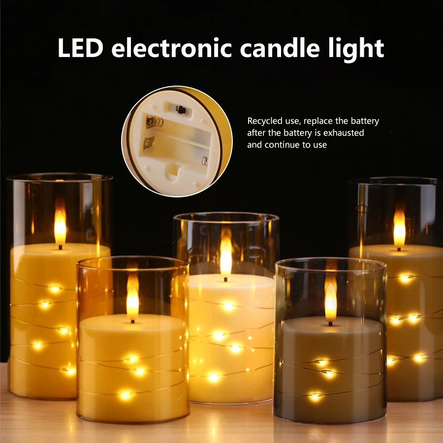 Velas LED decorativas con cadena LED, Control remoto con batería, vela LED para , boda, Navidad, decoración de Halloween