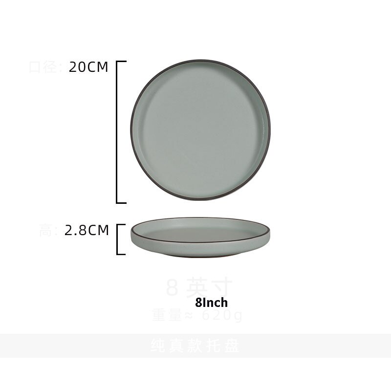Platos de cerámica PARA CENA, bandeja de comida occidental para carne, plato plano grueso de borde recto para ensalada, Pasta, vajilla de cocina: 8Inch Flat Tray1
