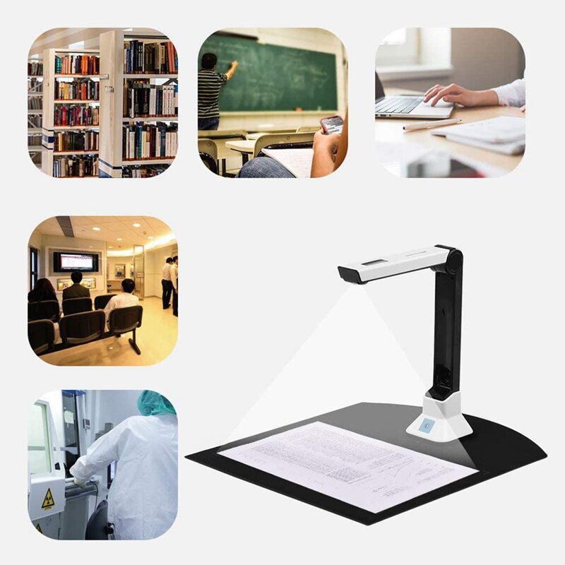 8MP Document Camera for Teachers, USB Portable Document Scanners Projection Video Recording Function for Classroom