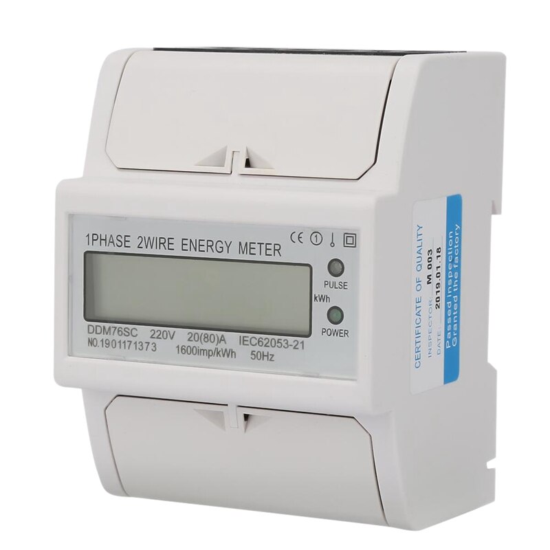 Enkeltfaset 4p lcd din skinne el strømforbrug wattmeter energimåler ddm 76sc 20-80a