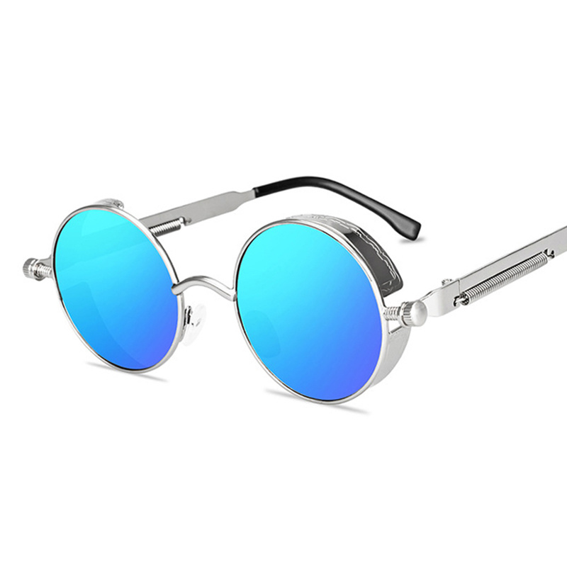 Gafas De Sol redondas para hombre y mujer, lentes góticas Steampunk, De De , Vintage, a la , De Metal: Rojo