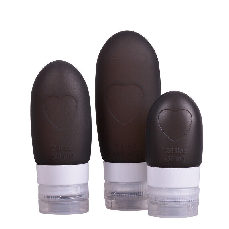 Home Travel Packing Silicone Press Bottles Set Silicone Tube PP Portable Lotion Shampoo Bath Container Makeup Organizers: Black