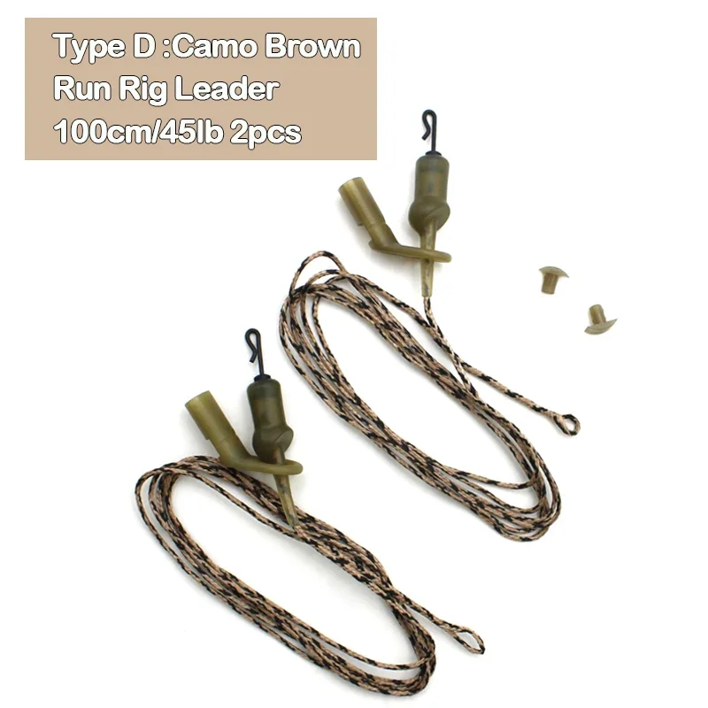 2PCS Ready Tied Leader Carp Fishing Line Leadcore Lead Clip Multi Clip Quick Change Swivel for helicopeter Rig Accessories: green