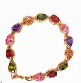 European and American heavy industry colorful zircon bracelet gold plated colorful rose gold bracelet