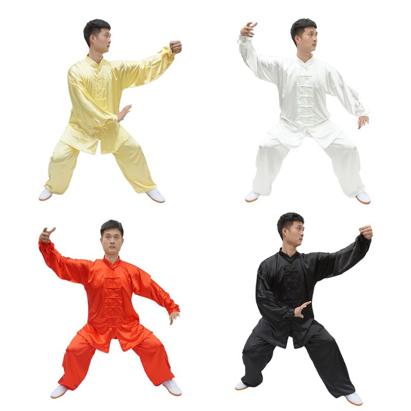 Frauen Männer Nachahmung die Seide Kung Fu Uniform Kampfkunst Tai Chi Kleidung Langarm Anzug Wushu Leistung Tragen Trainingsanzug