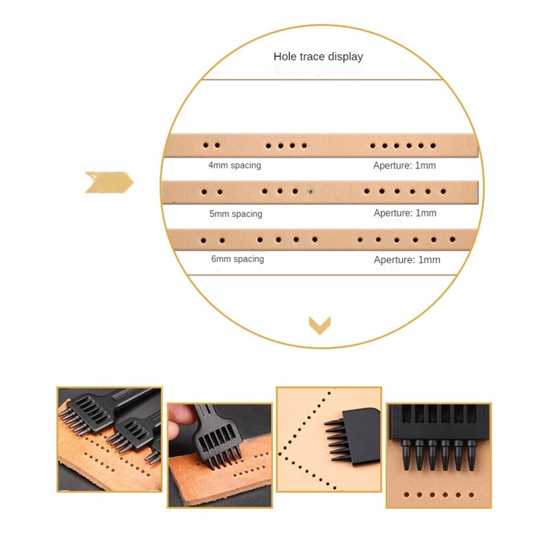 Leather Craft Tool Punch Tools Hand Hole Punches DIY Round Stitching Punch for Leather Craft Sewing Stitching Punch