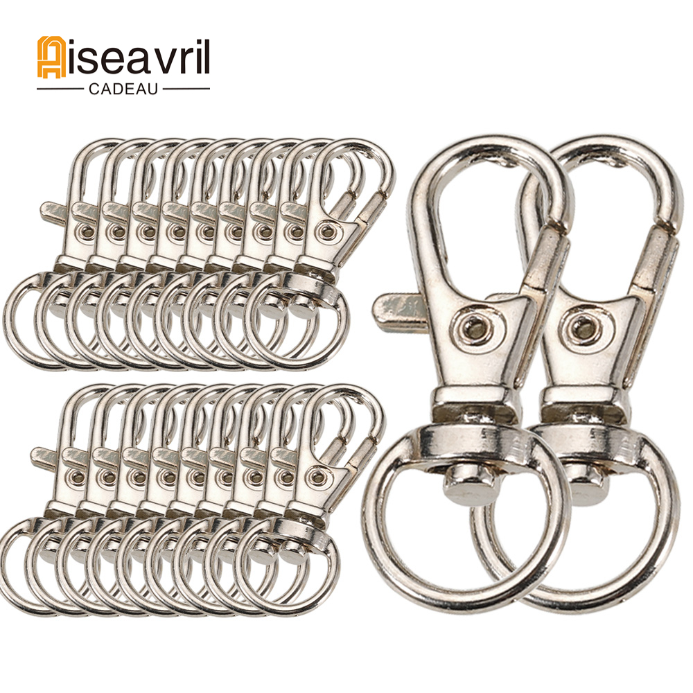 1/5/10/20pcs Goud Verzilverd Karabijn Haken Split Sleutelhanger Swivel Connector Karabijnhaak voor Sieraden Bevindingen Maken DIY