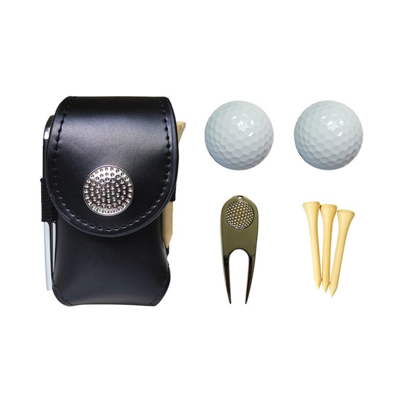 Sac pour balle de Golf Portable, pochette à la taille, en cuir, Cool, accessoire de sport, petit sac pour balle de Golf: black
