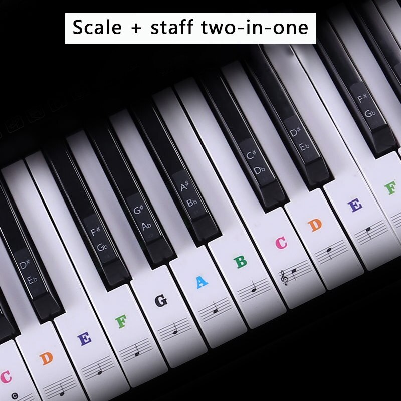 Klaver klistermærke gennemsigtig klaver keyboard klistermærke 49/61 tangent elektronisk keyboard klaver noder piano yamaha til hvide tangenter
