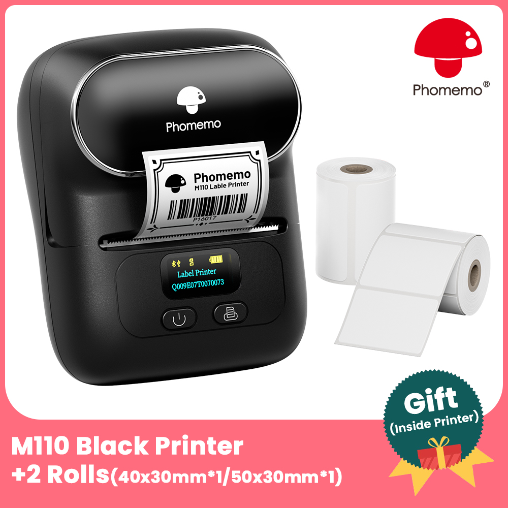 Phomemo M110 Label Printer Mini Printer Thermal Label Maker Portable Labeling Machine for Business Barcode Cable School: Gold