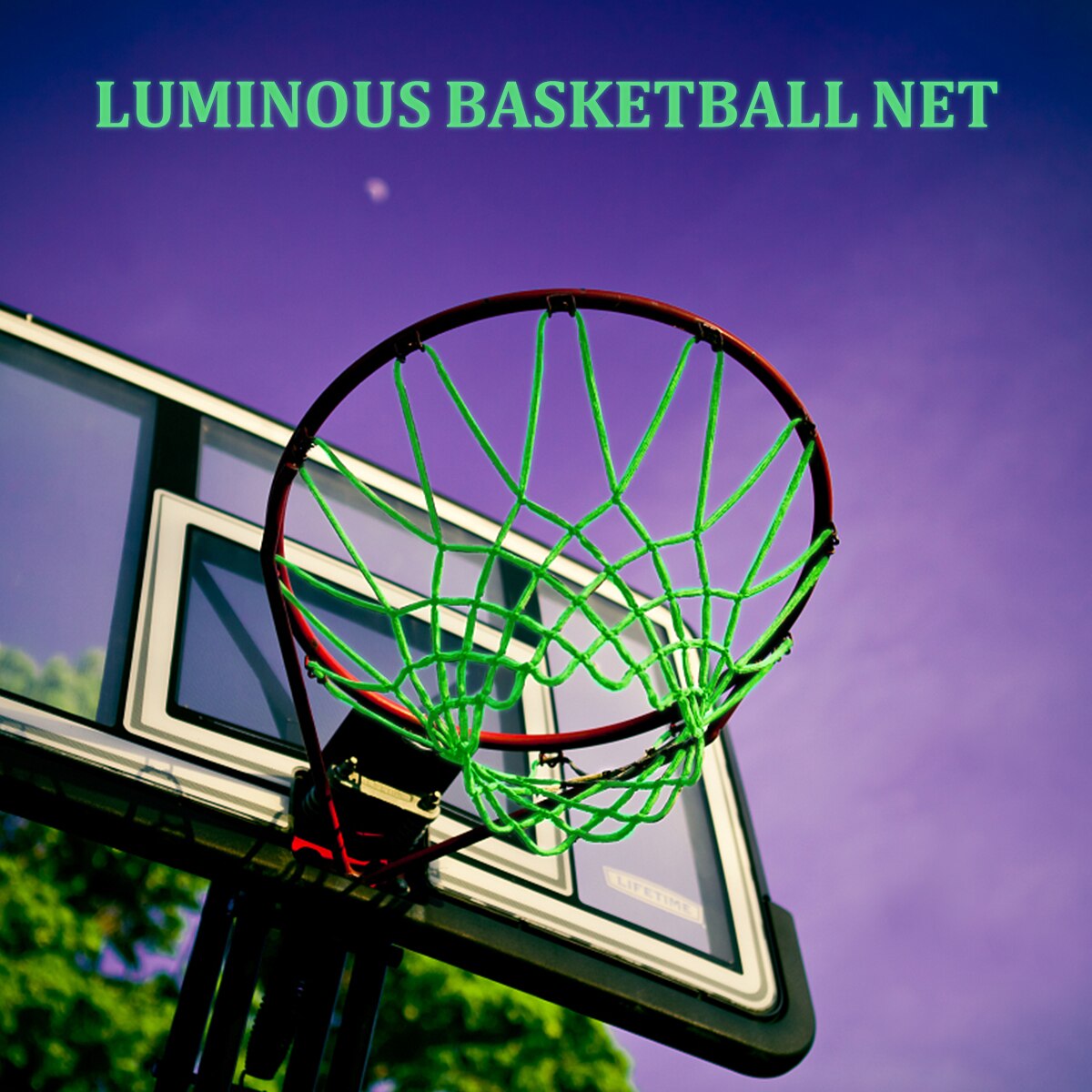 Red de baloncesto luminosa y brillante para la noche, malla de Nylon trenzado estándar, Red de baloncesto resistente