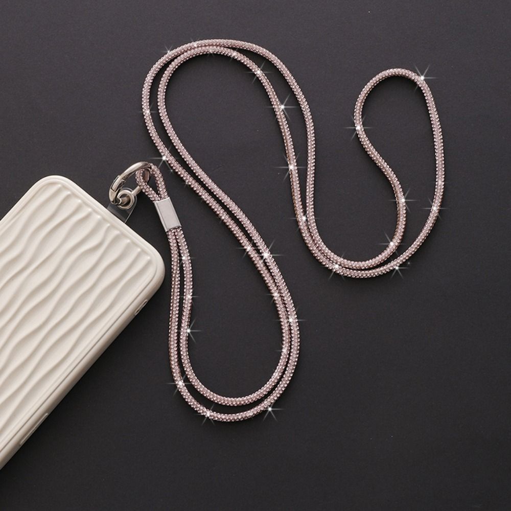 1pc Bright Rhinestone Phone Lanyard Crystal Bling Bling Phone Case Chain Straps Diamond Phone Anti-lost Rope Phone Accessories: Pink