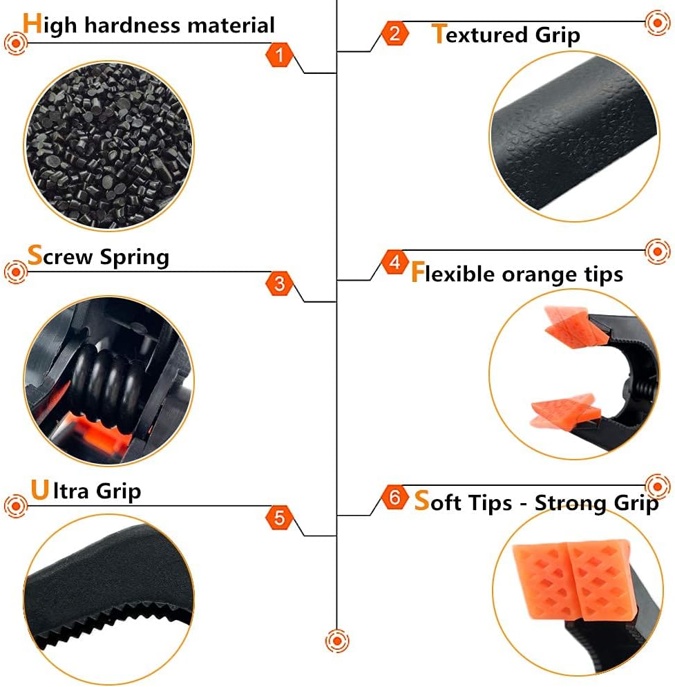 5 Piece 2/3/4/6/9 inch Nylon Spring Clamp Set Plastics Clips for backdrop, Wood Working, Photography,Wood working clamps