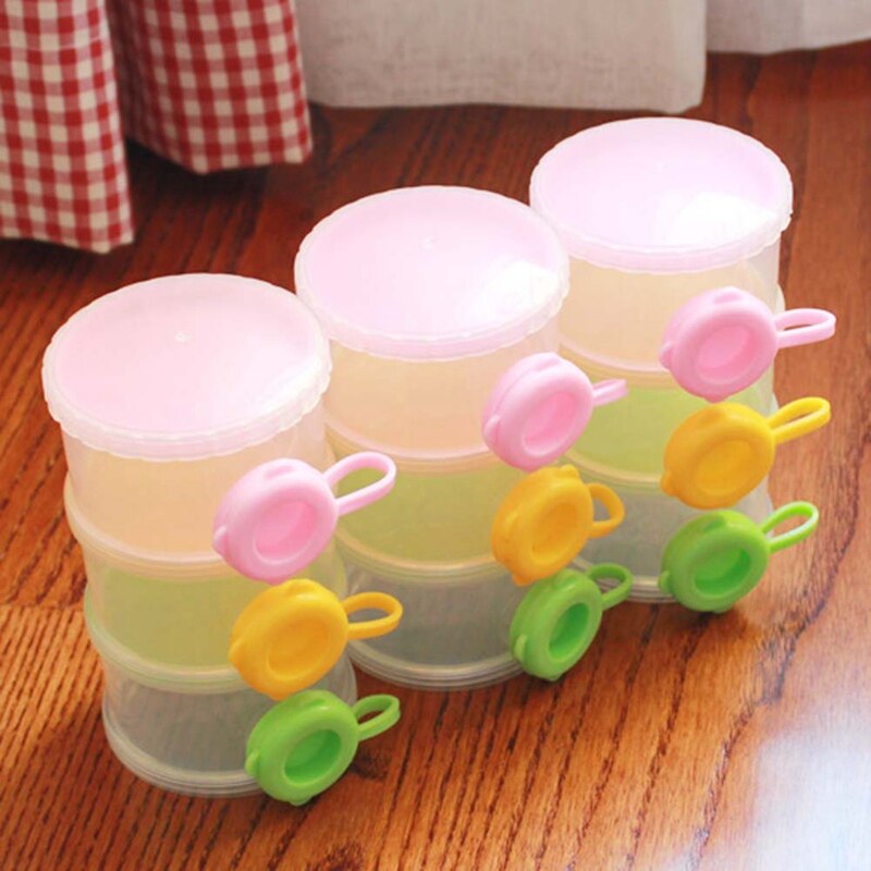 1Pcs Draagbare Babyvoeding Opslag Melkpoeder Container Drie Lagen Doos Baby Fles Container Grid Lek