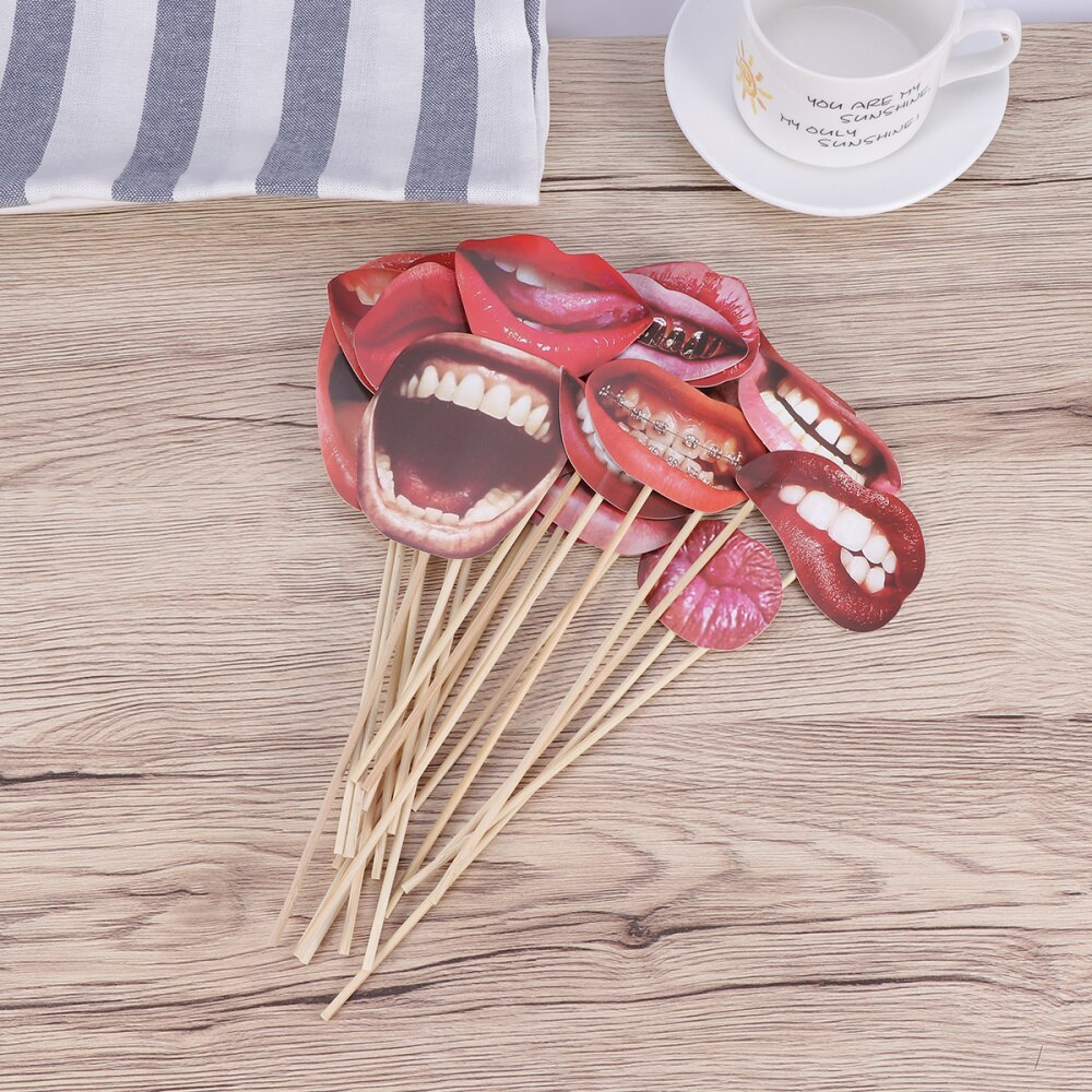 20pcs Photo Booth Props Funny Red Lips Selfie Props Unique Picture Shooting Props for Party Festival Gathering: As Shown