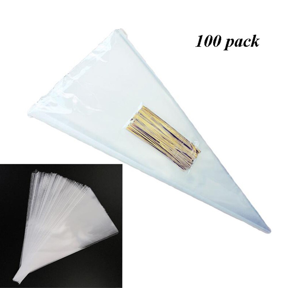 100pcs Transparent candy triangle food bag flower pack bag candy bag self-adhesive biscuit bag DIY Wedding Birthday Party