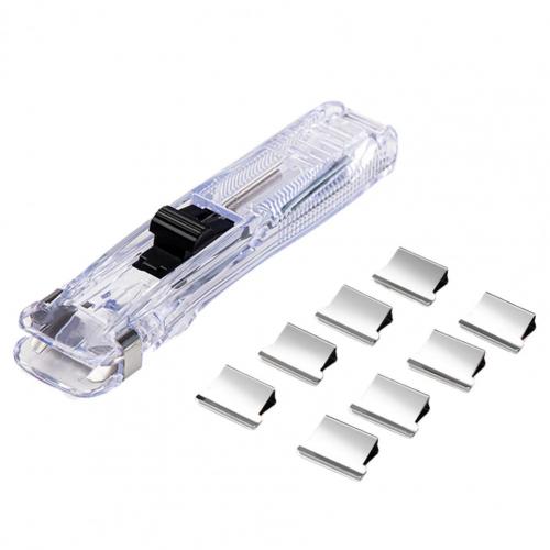 Reusable Fixed File Pusher Paper Clipper Dispenser School Clip Office Supplies: Transparent