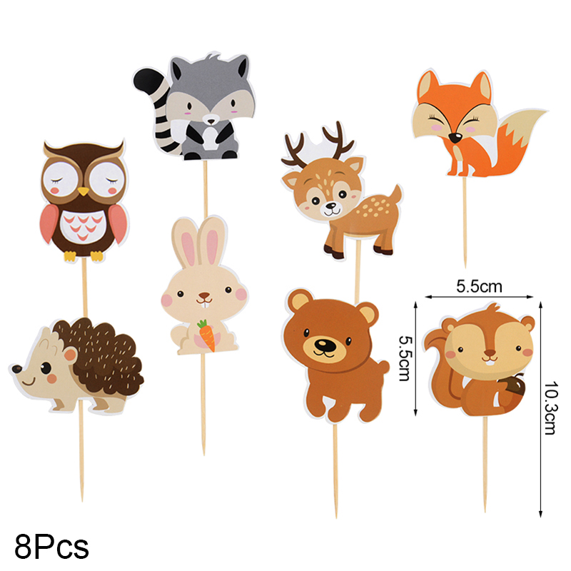 Décoration de gâteau animaux Safari, forêt renard Lion zèbre, décoration de Cupcake pour enfants, outils de décoration de gâteau pour fête de 1er anniversaire: Fluorescence Jaune