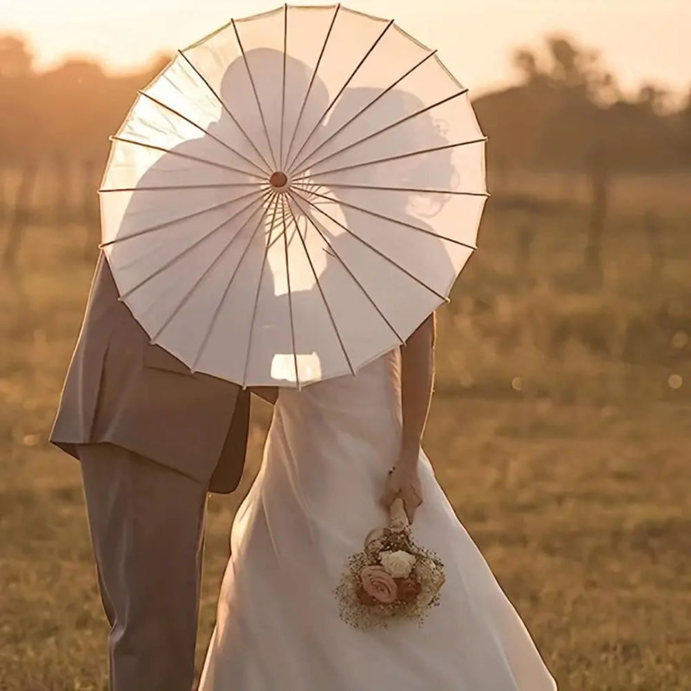 30-1PCS Wit Papier Parasol Paraplu DIY Foto Cosplay Prop Bamboe Paraplu Voor Bruiloft Zomer Strand Decor