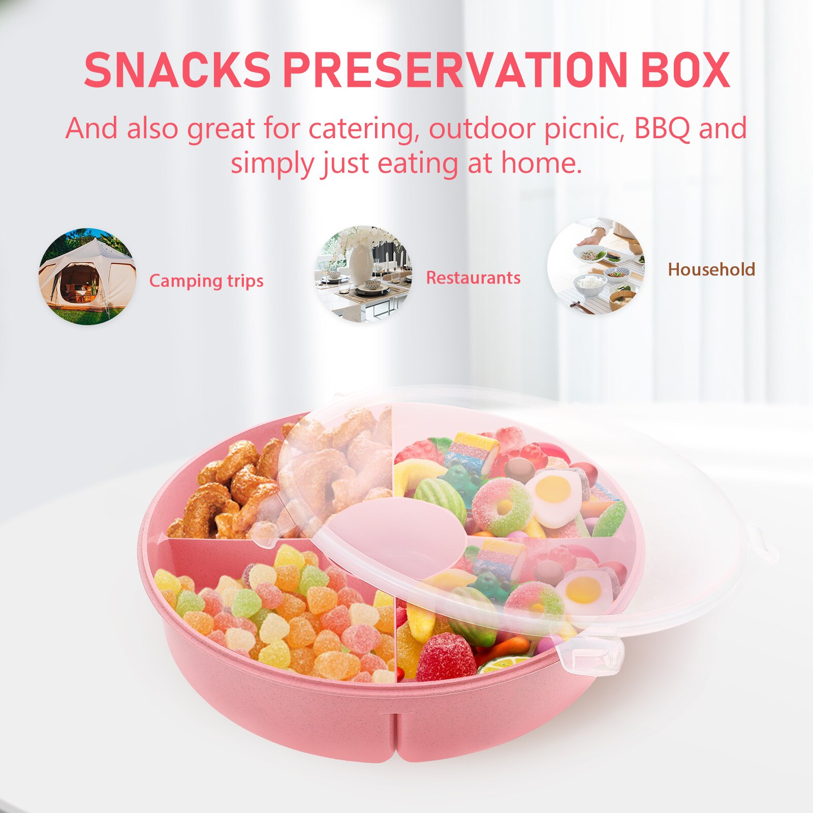 Divided Dried Fruit Box Snack Storage Box Five-grid Fruit Box Snack Fresh-keeping Box