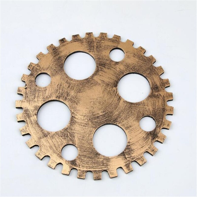 Date rétro Style industriel en bois engrenage décoratif roue engrenage ornements Art Bar café maison tenture murale décor artisanat: Gold 24cm 8 hook C
