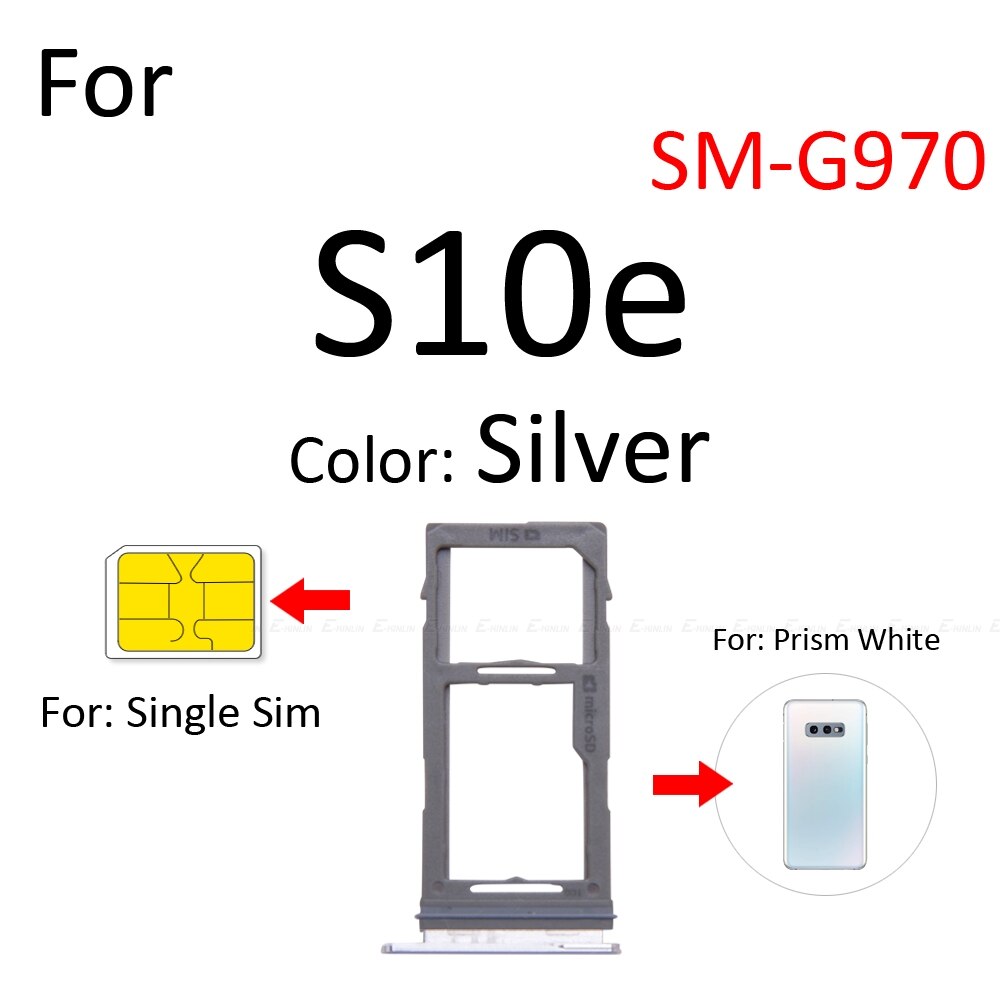 Sim Card Socket Slot Lade Reader Holder Connector Micro Sd Adapter Container Voor Samsung Galaxy S10e G970 Vervangende Onderdelen: S10e Single Silver