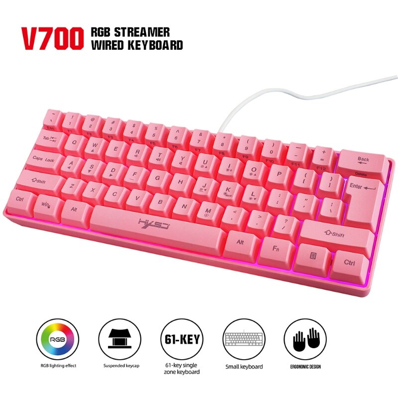 Wired 60% Compact Mechanical Keyboard, 61 Keys Bluetooth Small Portable Gaming Office Keyboard for Windows X3UE