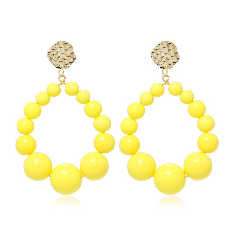 Kolorowe kolczyki w kształcie kropli z koralikami dla kobiet dziewczynki 2021 Trend akrylowe kolczyki w stylu Vintage Hoop kobiece czeski biżuteria Party Beach Gift