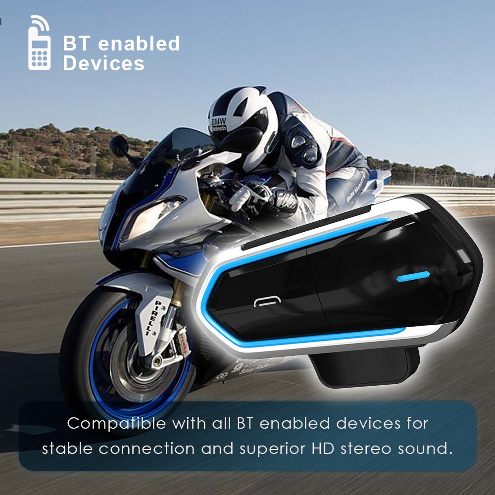 Waterproof Motorcycle Helmet Intercoms for Helmet Motor Intercom Bluetooth Intercom Motor Interphone Headphones FM Radio