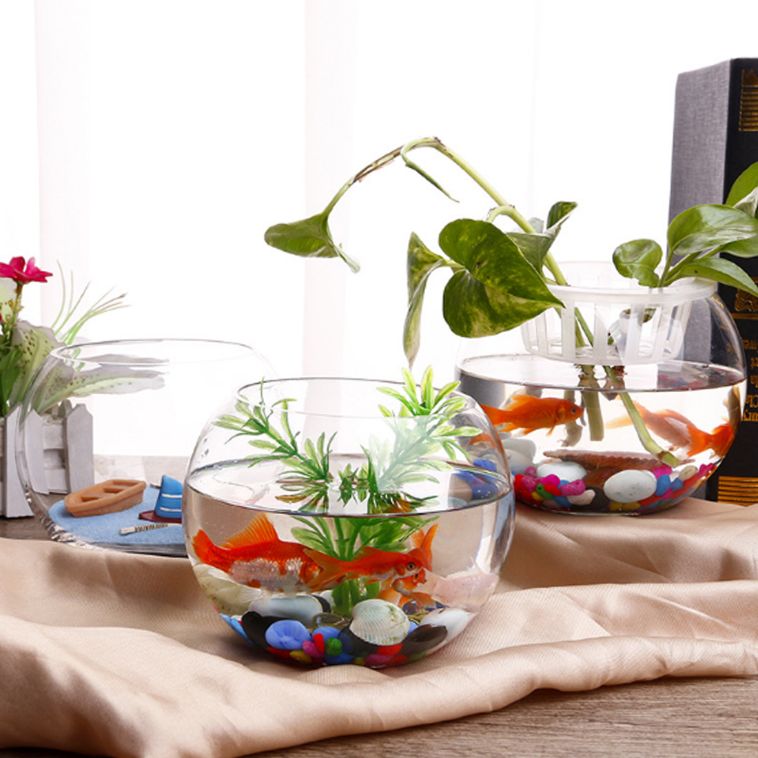 PETFORU Sphärische Glas Fisch Tank Runde Aquarium Fischglas für Betta fisch Hause Dekoration Pet Liefert Pet Produkte Fische wohnzimmer