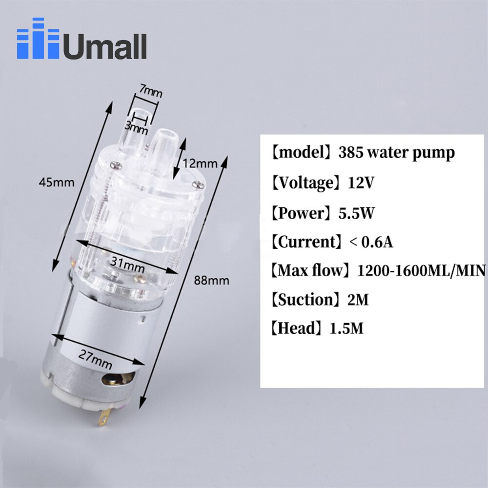 385 DC 6 V-12 V hoge temperatuur weerstand 100 graden Celsius Mini Micro Waterpomp membraanwaterpomp vacuümpomp