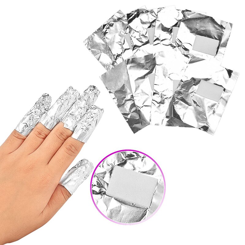 Elecool 100 stk/sæt aluminiumsfolie nail art soak off akryl gel lak neglefjerning wraps remover nail art værktøj