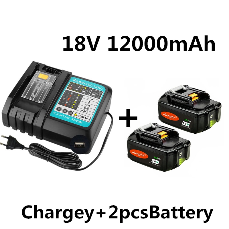 18V 18.0Ah Rechargeable Battery18000mAh Li-Ion Battery Replacement Power Tool Battery for MAKITA BL1880 BL1860 BL1830+3A Charger